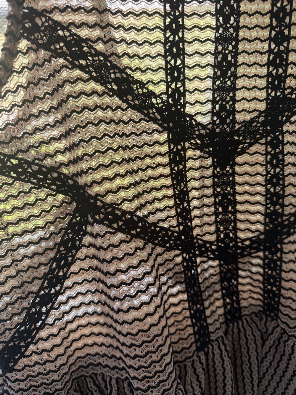 Free People Black & Taupe Crochet Lace Peplum Tank, Open Back, M - Picture 3 of 6